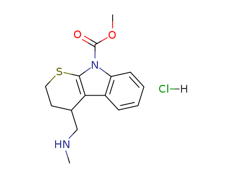 Thiopyrano[2,3-b]indole-9(2H)-carboxylicacid, 3,4-dihydro-4-[(methylamino)methyl]-, methyl ester, hydrochloride (1:1)