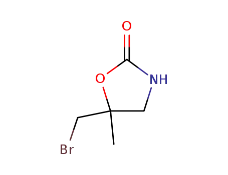 Molecular Structure of 73833-65-5 (2-Oxazolidinone,5-(bromomethyl)-5-methyl-(9CI))