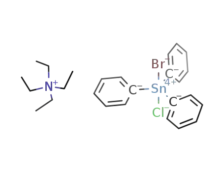 Molecular Structure of 73746-33-5 (Ethanaminium, N,N,N-triethyl-, (TB-5-12)-bromochlorotriphenylstannate( 1-))
