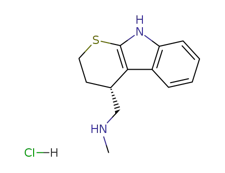 Molecular Structure of 73425-60-2 (N-methyl-1-(2,3,4,9-tetrahydrothiopyrano[2,3-b]indol-4-yl)methanamine hydrochloride)