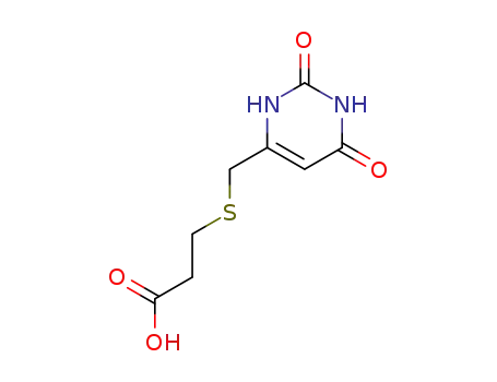 Molecular Structure of 73541-87-4 (3-{[(2,6-dioxo-1,2,3,6-tetrahydropyrimidin-4-yl)methyl]sulfanyl}propanoic acid)