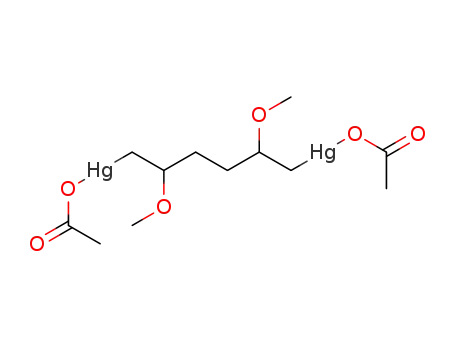 Molecular Structure of 7146-39-6 (mu-(2,5-dimethoxyhexane-1,6-diyl-kappaC~1~:kappaC~6~)dimercury - acetic acid (1:2))
