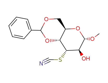 Molecular Structure of 7147-81-1 (methyl 4,6-O-benzylidene-3-S-cyano-3-thiohexopyranoside)
