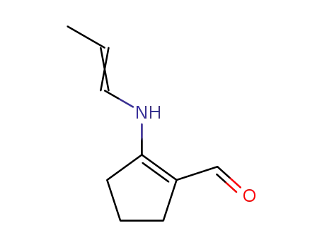 Molecular Structure of 74328-34-0 (1-Cyclopentene-1-carboxaldehyde, 2-(1-propenylamino)-, (E)- (9CI))