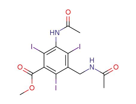 Molecular Structure of 739-52-6 (methyl 3-(acetylamino)-5-[(acetylamino)methyl]-2,4,6-triiodobenzoate)
