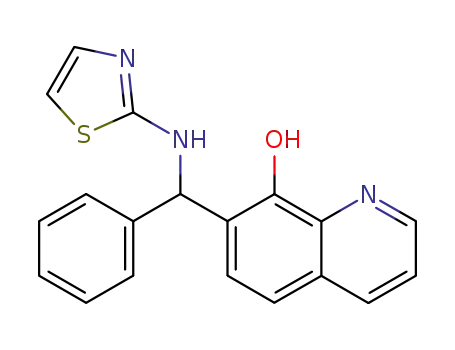 Molecular Structure of 73855-38-6 (7-[α-(Thiazol-2-ylamino)benzyl]-8-quinolinol)
