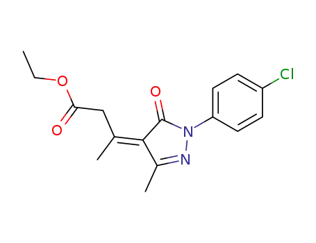 Butanoic acid,
3-[1-(4-chlorophenyl)-1,5-dihydro-3-methyl-5-oxo-4H-pyrazol-4-ylidene]-
, ethyl ester