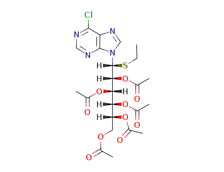 Acetic acid (1R,2S,3R,4R)-2,3,4,5-tetraacetoxy-1-[(R)-(6-chloro-purin-9-yl)-ethylsulfanyl-methyl]-pentyl ester