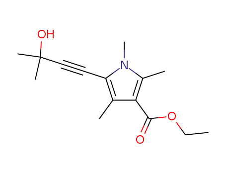 Molecular Structure of 71644-37-6 (1-(4'-Carbethoxy-1',3',5'-trimethylpyrrol-2'-yl)-3-methyl-but-1-yn-3-ol)