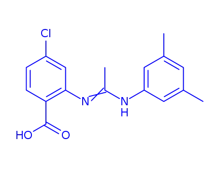 Molecular Structure of 74101-51-2 (4-chloro-2-[1-[(3,5-dimethylphenyl)amino]ethylideneamino]benzoic acid)