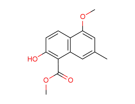 Molecular Structure of 74086-89-8 (methyl 2-hydroxy-5-methoxy-7-methyl-1-naphthalenecarboxylate)
