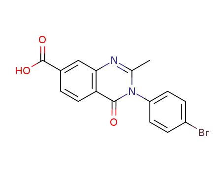 Molecular Structure of 74101-57-8 (3-(4-bromophenyl)-2-methyl-4-oxo-quinazoline-7-carboxylic acid)