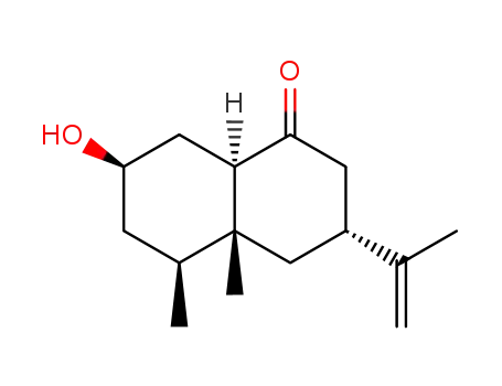 Molecular Structure of 74299-59-5 ((3S,8aS)-Decahydro-7α-hydroxy-4aα,5α-dimethyl-3β-(1-methylvinyl)naphthalen-1-one)