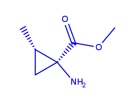 Molecular Structure of 738554-17-1 (Cyclopropanecarboxylic acid, 1-amino-2-methyl-, methyl ester, (1R-trans)- (9CI))