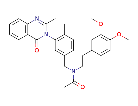 Molecular Structure of 74101-74-9 (N-[2-(3,4-dimethoxyphenyl)ethyl]-N-[[4-methyl-3-(2-methyl-4-oxo-quinaz olin-3-yl)phenyl]methyl]acetamide)