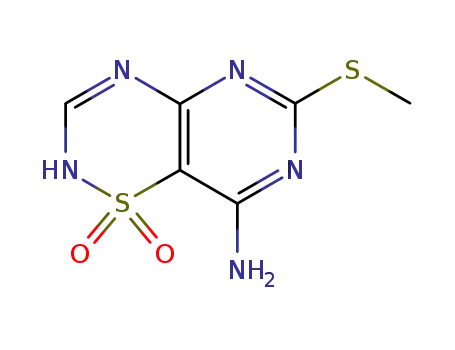 Molecular Structure of 74039-26-2 (6-Methylthio-2H-pyrimido[4,5-e]-1,2,4-thiadiazin-8-amine1,1-dioxide)