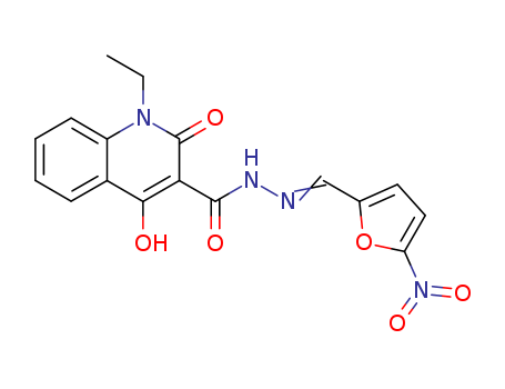 3-QUINOLINECARBOXYLIC ACID,1,2-DIHYDRO-1-ETHYL-4-HYDROXY-2-OXO-,((5-NITRO-FURAN-2-YL)METHYLENE)HYDRAZIDE