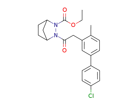 Molecular Structure of 845892-65-1 (2,3-Diazabicyclo[2.2.1]heptane-2-carboxylic acid,
3-[(4'-chloro-4-methyl[1,1'-biphenyl]-3-yl)acetyl]-, ethyl ester)