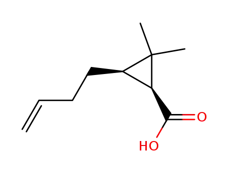 Molecular Structure of 74779-76-3 (3-(3-Butenyl)-2,2-dimethyl-1-cyclopropanecarboxylic acid)