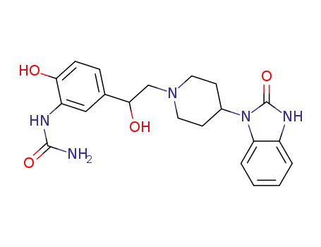 Molecular Structure of 74406-02-3 (1-(2-hydroxy-5-{1-hydroxy-2-[4-(2-oxo-2,3-dihydro-1H-benzimidazol-1-yl)piperidin-1-yl]ethyl}phenyl)urea)