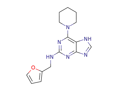 Molecular Structure of 7471-83-2 (N-(furan-2-ylmethyl)-6-(piperidin-1-yl)-5H-purin-2-amine)