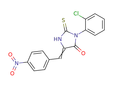 Molecular Structure of 74611-20-4 ((5Z)-3-(2-chlorophenyl)-5-[(4-nitrophenyl)methylidene]-2-thioxoimidazolidin-4-one)