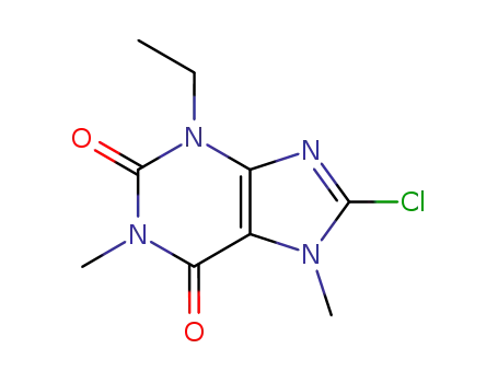 Molecular Structure of 7468-66-8 (8-chloro-3-ethyl-1,7-dimethyl-3,7-dihydro-1H-purine-2,6-dione)