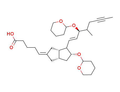 Pentanoic acid,
5-[hexahydro-4-[4-methyl-3-[(tetrahydro-2H-pyran-2-yl)oxy]-1-octen-6-yn
yl]-5-[(tetrahydro-2H-pyran-2-yl)oxy]-2(1H)-pentalenylidene]-