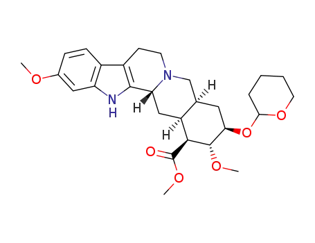 Molecular Structure of 751-73-5 ((3β,20α)-11,17α-Dimethoxy-18β-[(tetrahydro-2H-pyran-2-yl)oxy]yohimban-16β-carboxylic acid methyl ester)