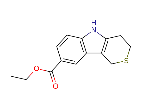 Molecular Structure of 21523-58-0 (1,3,4,5-tetrahydrothiopyran[4,3-b]indole-8-carboxylic acid ethyl ester)