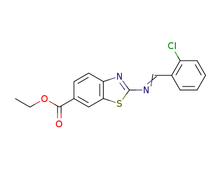 Molecular Structure of 75000-81-6 (ethyl 2-[(2-chlorobenzylidene)amino]-1,3-benzothiazole-6-carboxylate)