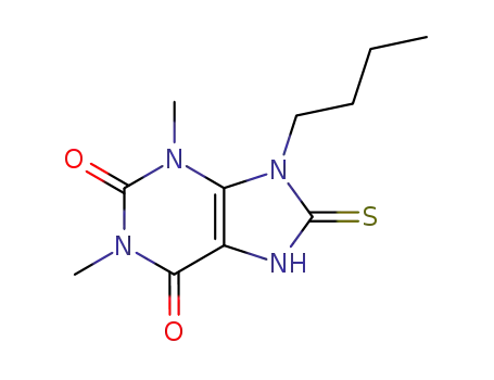 Molecular Structure of 7501-78-2 (9-butyl-1,3-dimethyl-8-sulfanylidene-7H-purine-2,6-dione)