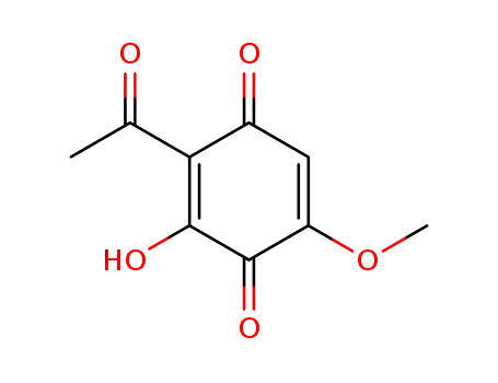 Molecular Structure of 7507-87-1 (2-acetyl-3-hydroxy-5-methoxycyclohexa-2,5-diene-1,4-dione)