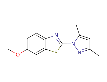 Molecular Structure of 75307-13-0 (2-(3,5-dimethyl-1H-pyrazol-1-yl)-1,3-benzothiazol-6-yl methyl ether)