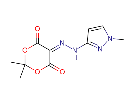 Molecular Structure of 112298-46-1 (1,3-Dioxane-4,5,6-trione, 2,2-dimethyl-,
5-[(1-methyl-1H-pyrazol-3-yl)hydrazone])