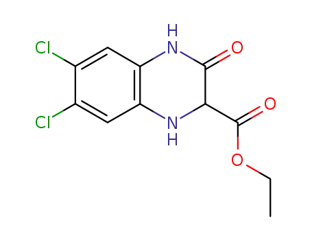 Molecular Structure of 60578-71-4 (6,7-dichloro-3-oxo-1,2,3,4-tetrahydro-quinoxaline-2-carboxylic acid ethyl ester)