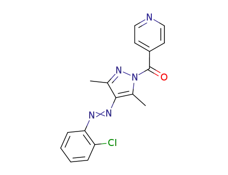 Molecular Structure of 75304-65-3 ({4-[(E)-(2-chlorophenyl)diazenyl]-3,5-dimethyl-1H-pyrazol-1-yl}(pyridin-4-yl)methanone)