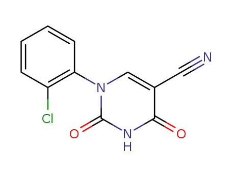 Molecular Structure of 75838-07-2 (1-(2-CHLOROPHENYL)-2,4-DIOXO-1,2,3,4-TETRAHYDROPYRIMIDINE-5-CARBONITRILE)