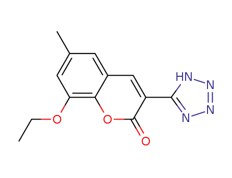 Molecular Structure of 76239-40-2 (8-Ethoxy-6-methyl-3-(1H-tetrazol-5-yl)coumarin)
