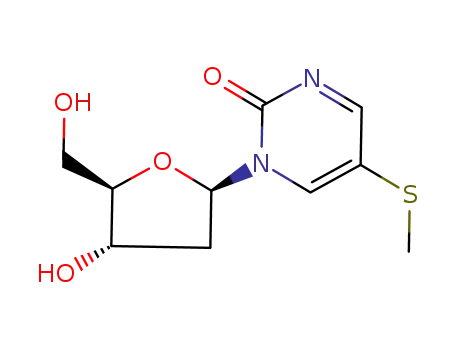 Molecular Structure of 75670-13-2 (1-(2-deoxy-beta-D-ribofuranosyl)-5-(methylmercapto)-2-pyrimidinone)