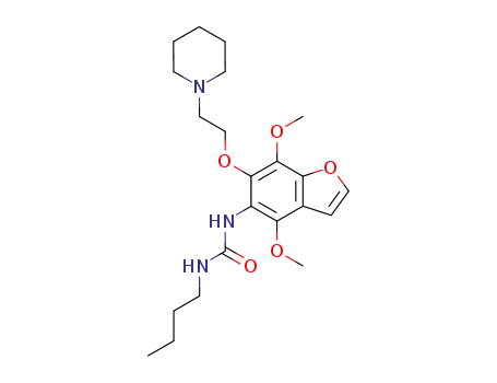 Molecular Structure of 75883-66-8 (1-butyl-3-[4,7-dimethoxy-6-(2-piperidin-1-ylethoxy)-1-benzofuran-5-yl]urea)