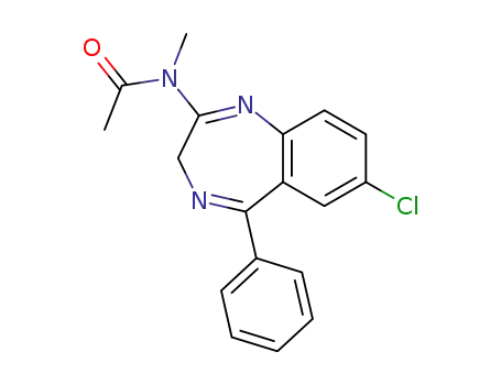Molecular Structure of 7569-15-5 (N-(7-chloro-5-phenyl-3H-1,4-benzodiazepin-2-yl)-N-methylacetamide)