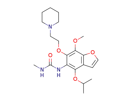 Molecular Structure of 75883-77-1 (3-[7-methoxy-6-[2-(1-piperidyl)ethoxy]-4-propan-2-yloxy-benzofuran-5-y l]-1-methyl-urea)