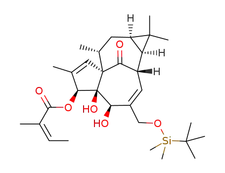 Molecular Structure of 1356187-24-0 (ingenol-20-(tert-butyldimethylsilyl)-ether-3-angelate)