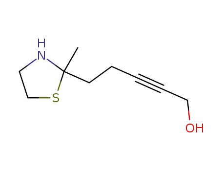 Molecular Structure of 75606-54-1 (5-(2-methyl-1,3-thiazolidin-2-yl)pent-2-yn-1-ol)