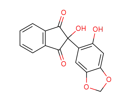 Molecular Structure of 75840-20-9 (2-hydroxy-2-(6-hydroxy-1,3-benzodioxol-5-yl)-1H-indene-1,3(2H)-dione)