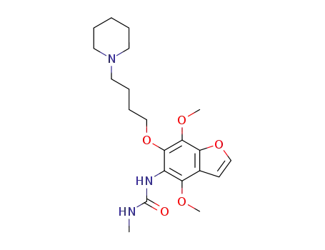 Molecular Structure of 75883-62-4 (3-[4,7-dimethoxy-6-[4-(1-piperidyl)butoxy]benzofuran-5-yl]-1-methyl-ur ea)