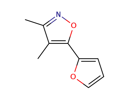 Molecular Structure of 75601-30-8 (Isoxazole, 5-(2-furanyl)-3,4-dimethyl- (9CI))