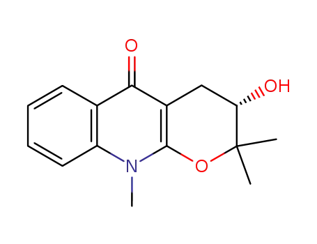 Molecular Structure of 7688-58-6 ((3S)-2,3,4,10-Tetrahydro-3-hydroxy-2,2,10-trimethyl-5H-pyrano[2,3-b]quinolin-5-one)