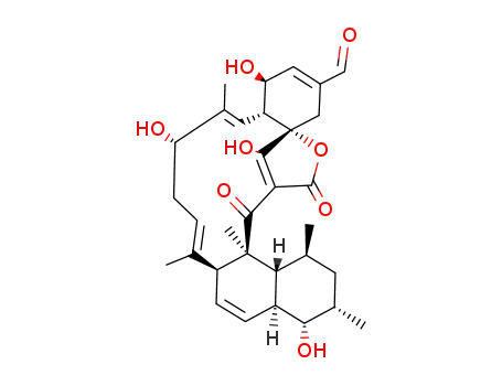 Molecular Structure of 76705-48-1 ((7Z,11Z)-4,10,13,18-tetrahydroxy-1,3,7,11,20a-pentamethyl-20,21-dioxo-1,2,3,4,4a,6a,9,10,12a,13,16,20,20a,20b-tetradecahydro-16a,19-methanobenzo[b]naphtho[2,1-j]oxacyclotetradecine-15-carbaldehyde)